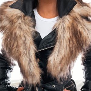 GUESS Faux Fur Leather Jacket